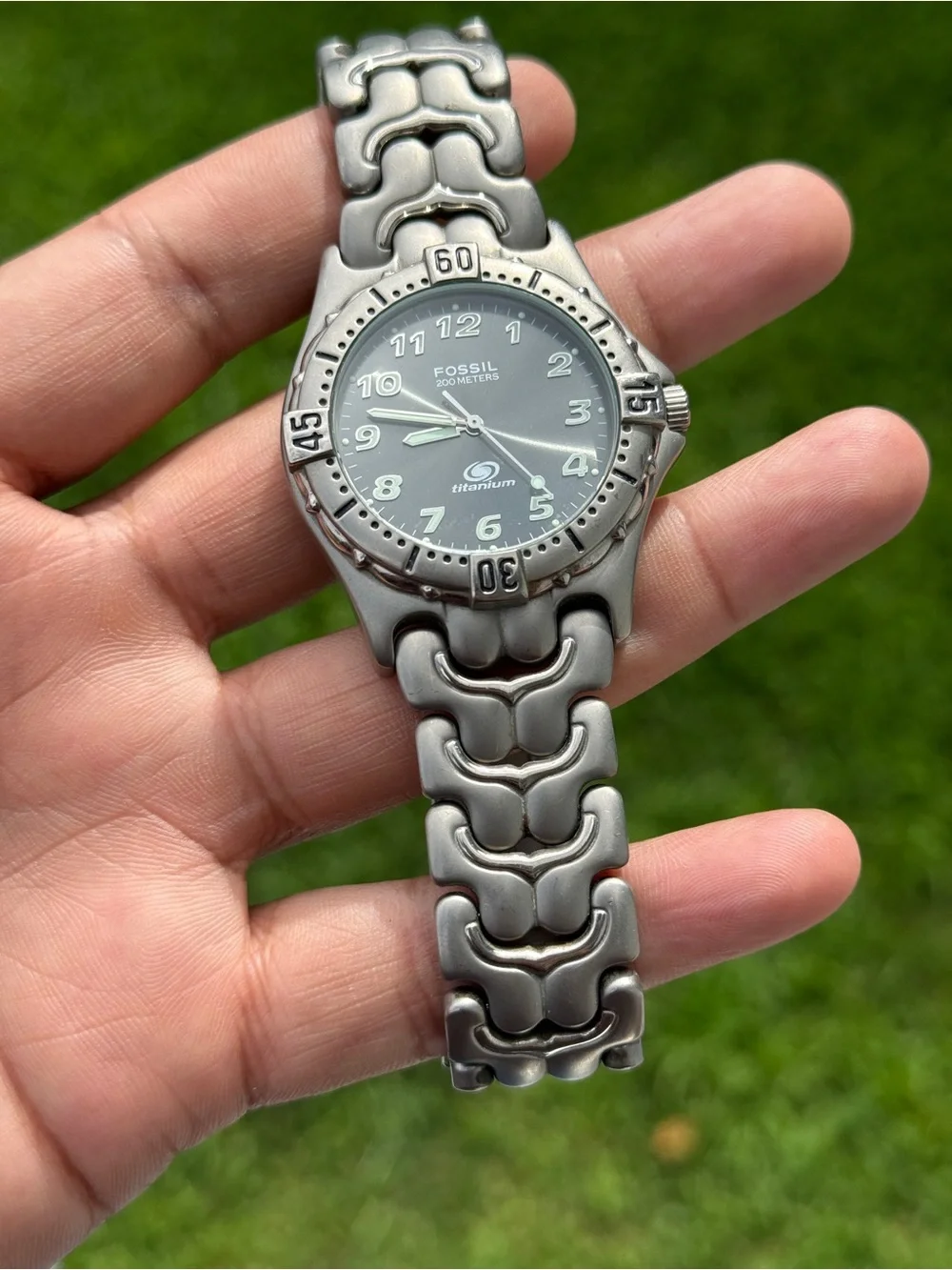 Fossil vintage Silver Titanium Watch with Gray Dial